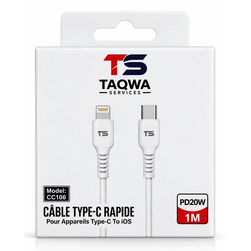 Cable chargeur Type C to Lightning pour Iphone