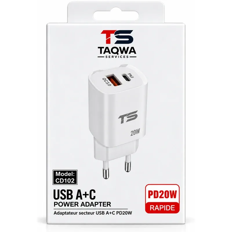 Adaptateur USBA + Type C sans Cable